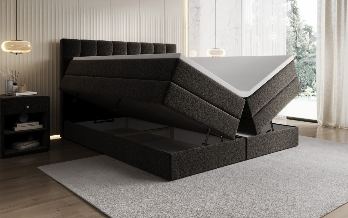 Boxspringbett Grandé in Strukturstoff mit Stauraum