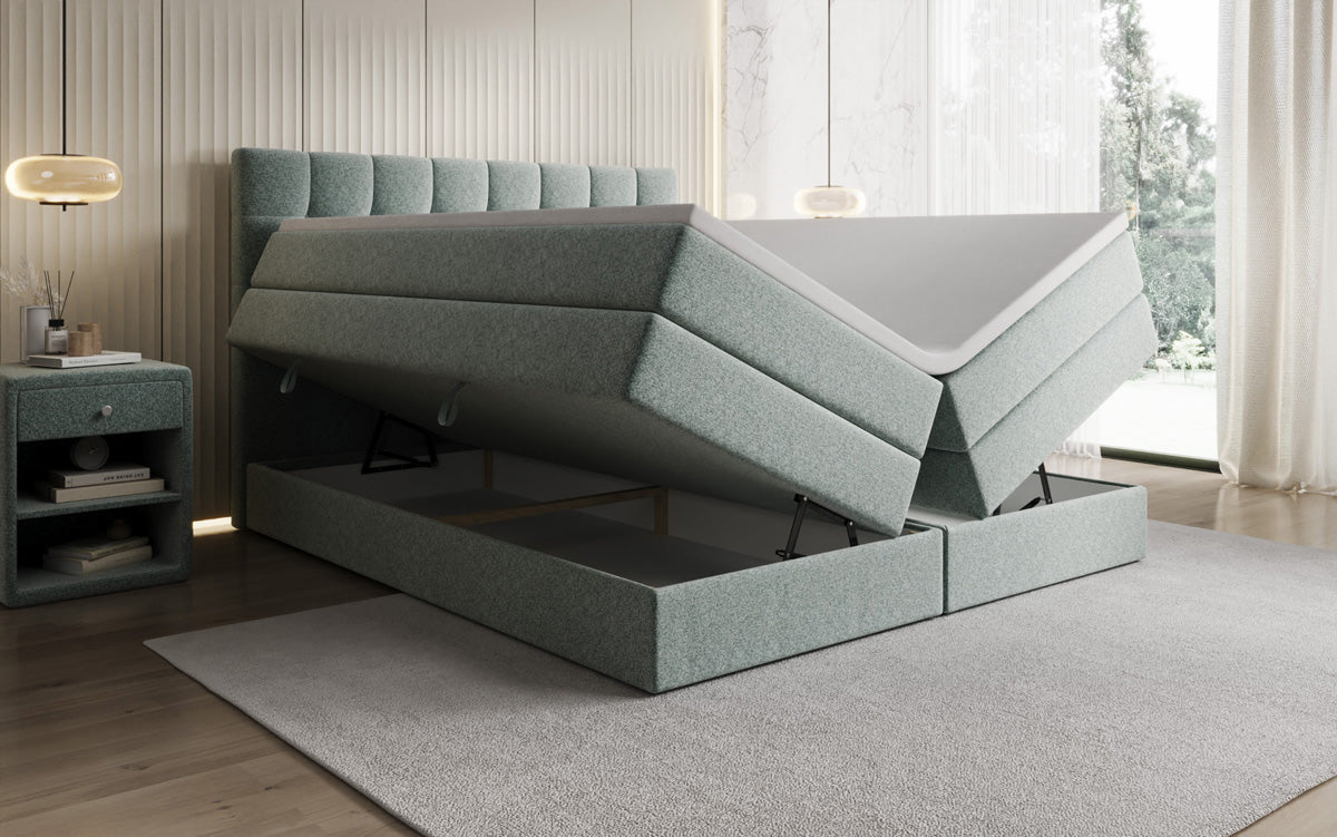 Boxspringbett Grandé in Strukturstoff mit Stauraum