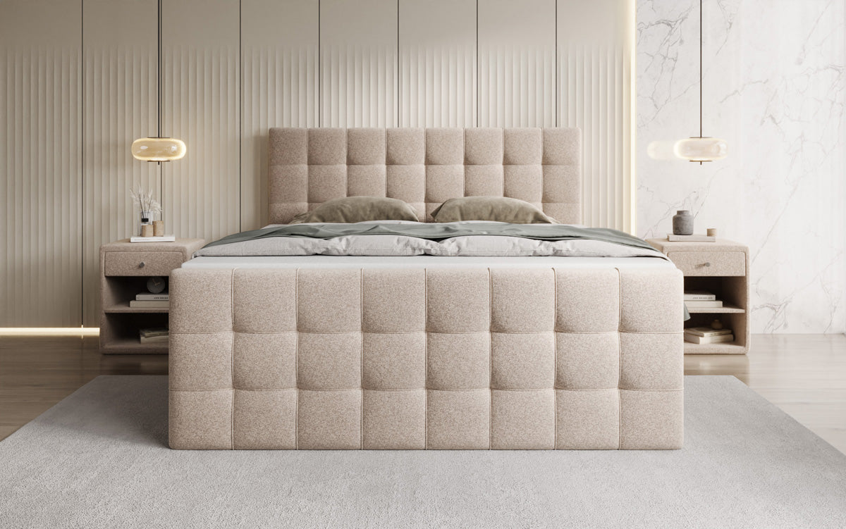 Boxspringbett Ascot in Strukturstoff mit Stauraum