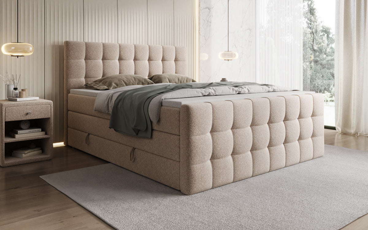 Boxspringbett Ascot in Strukturstoff mit Stauraum