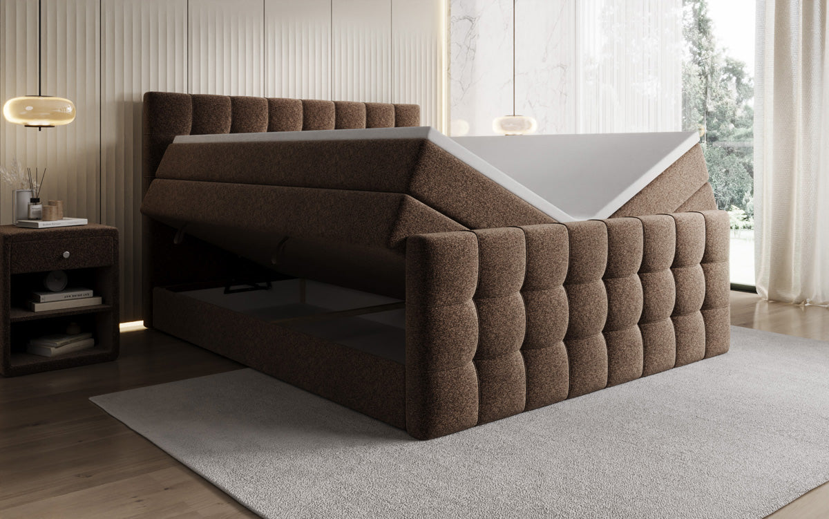 Boxspringbett Ascot in Strukturstoff mit Stauraum