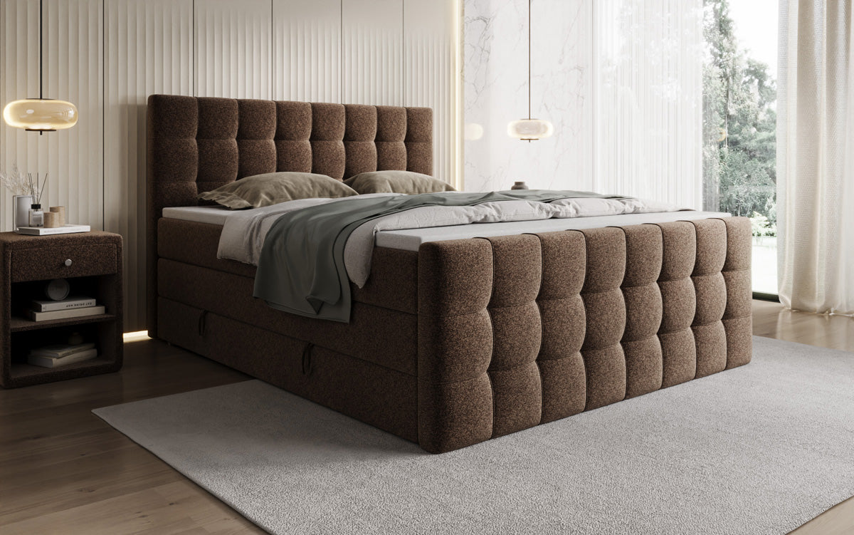 Boxspringbett Ascot in Strukturstoff mit Stauraum