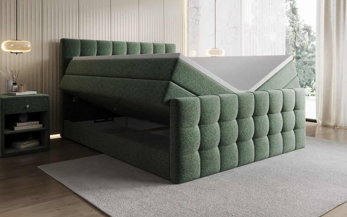 Boxspringbett Ascot in Strukturstoff mit Stauraum