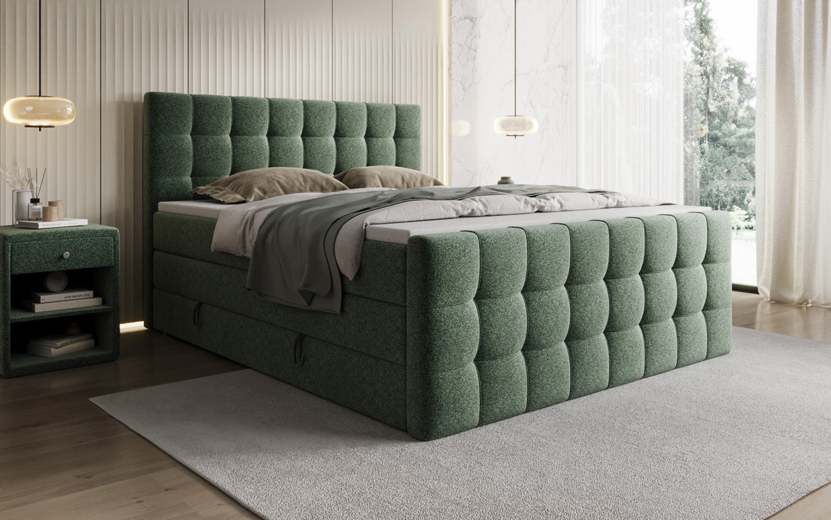 Boxspringbett Ascot in Strukturstoff mit Stauraum