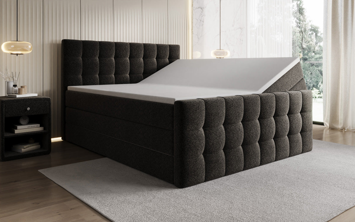Boxspringbett Ascot in Strukturstoff mit Stauraum