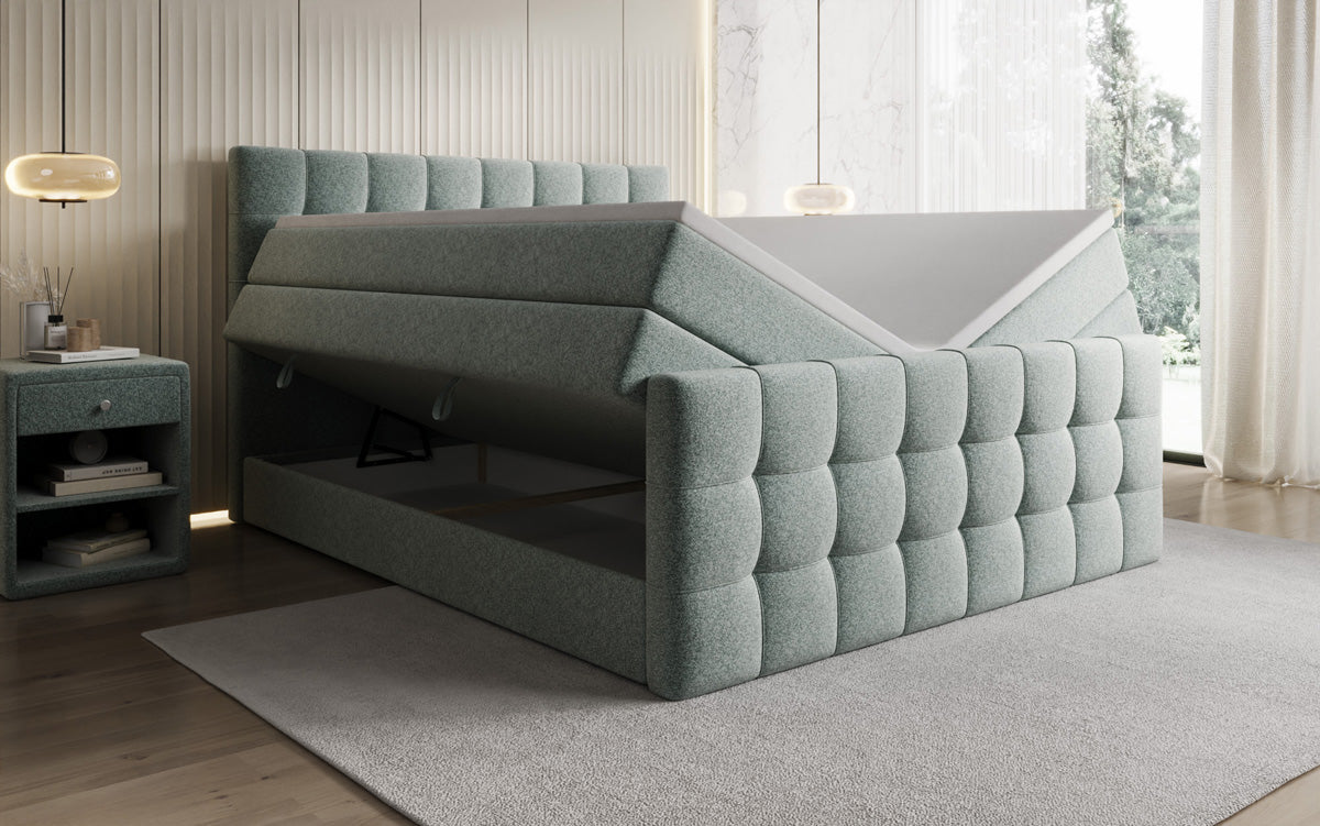 Boxspringbett Ascot in Strukturstoff mit Stauraum