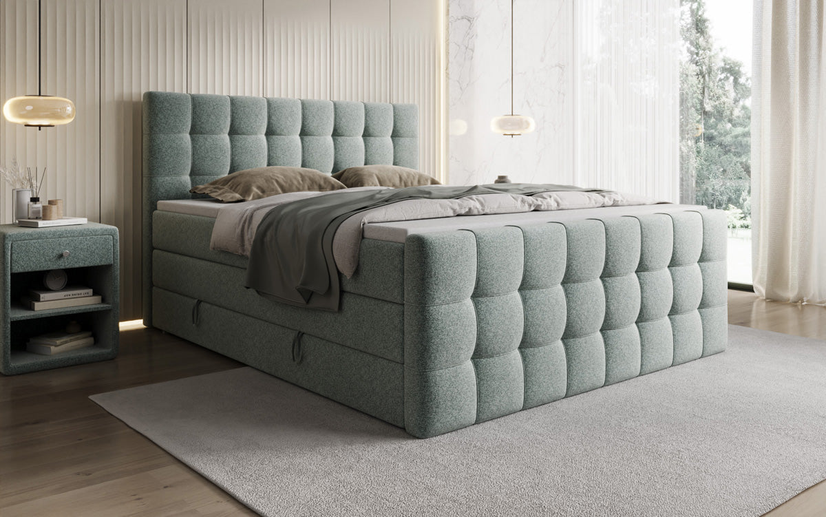 Boxspringbett Ascot in Strukturstoff mit Stauraum