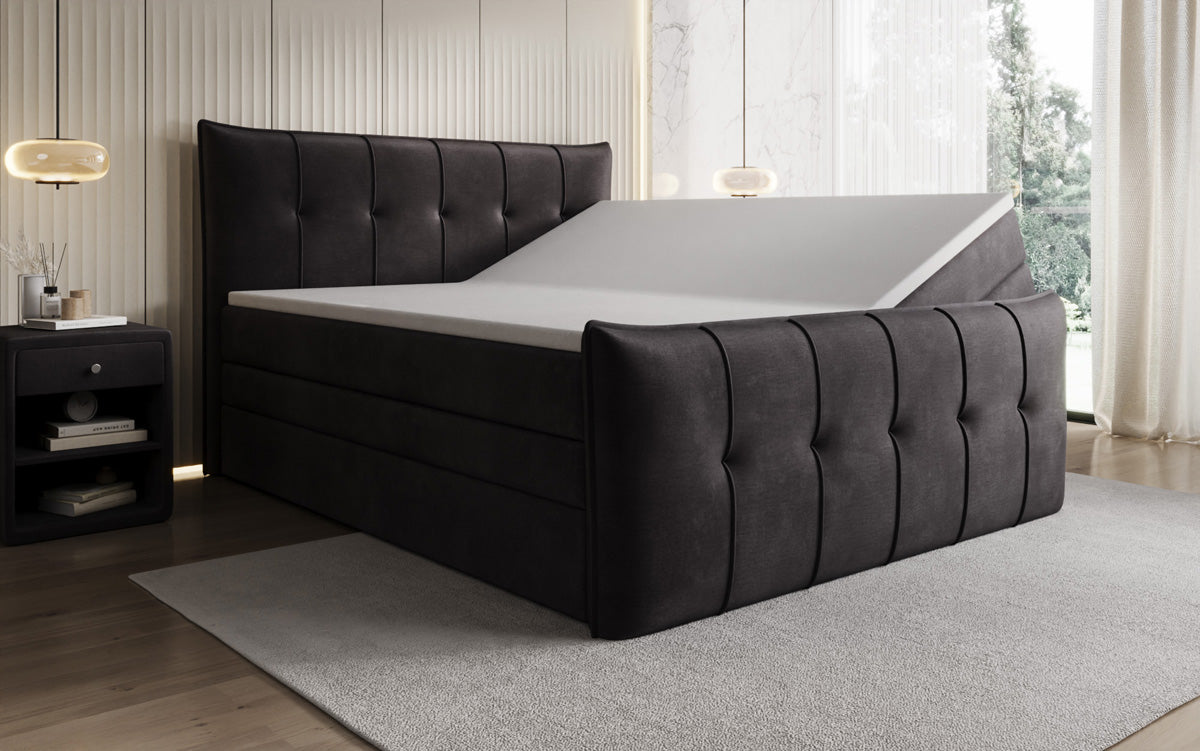 Boxspringbett Treviso mit Stauraum in Samt