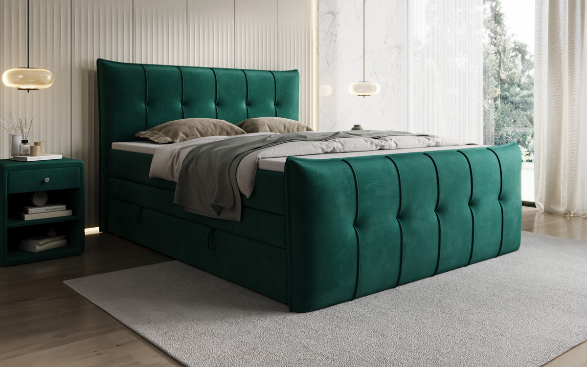 Boxspringbett Treviso mit Stauraum in Samt