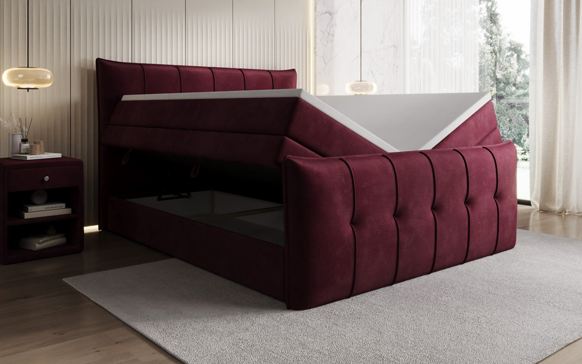 Boxspringbett Treviso mit Stauraum in Samt