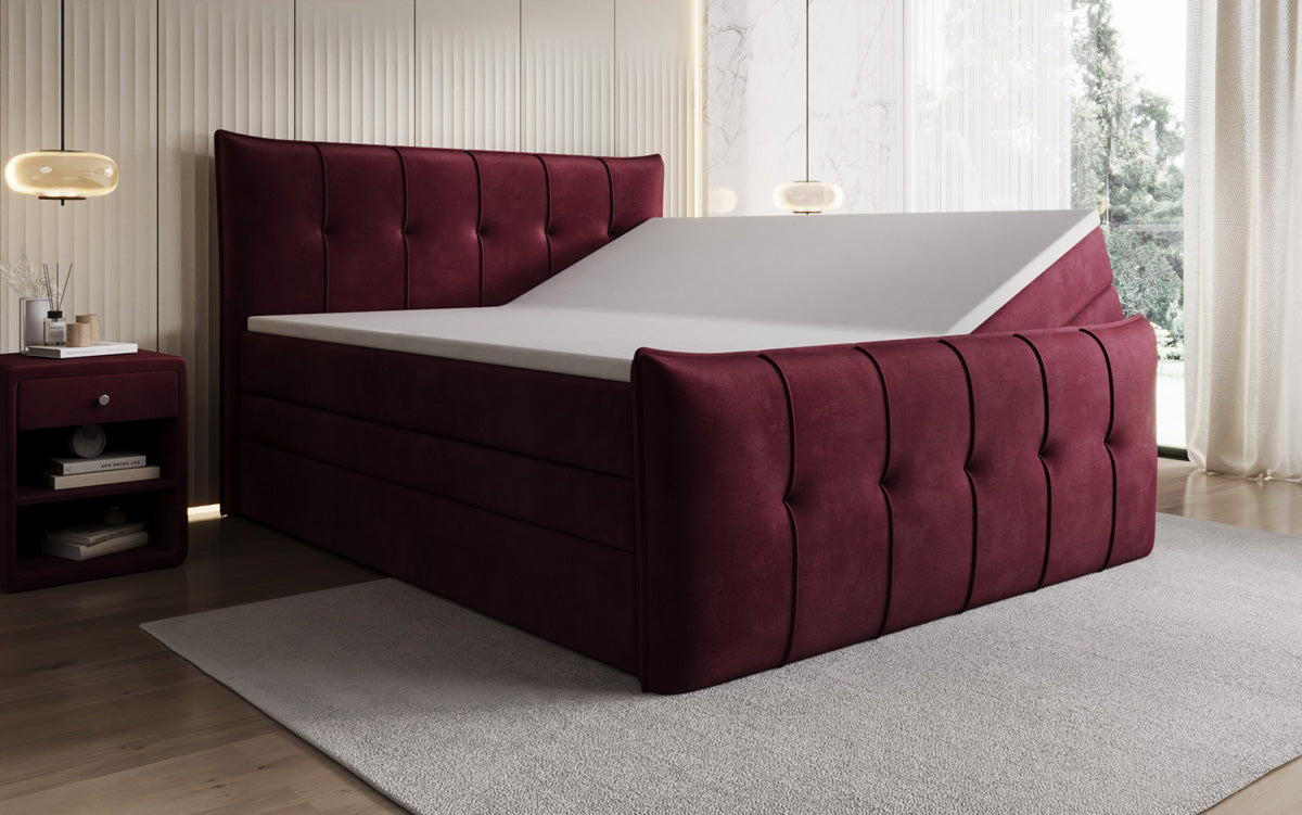 Boxspringbett Treviso mit Stauraum in Samt
