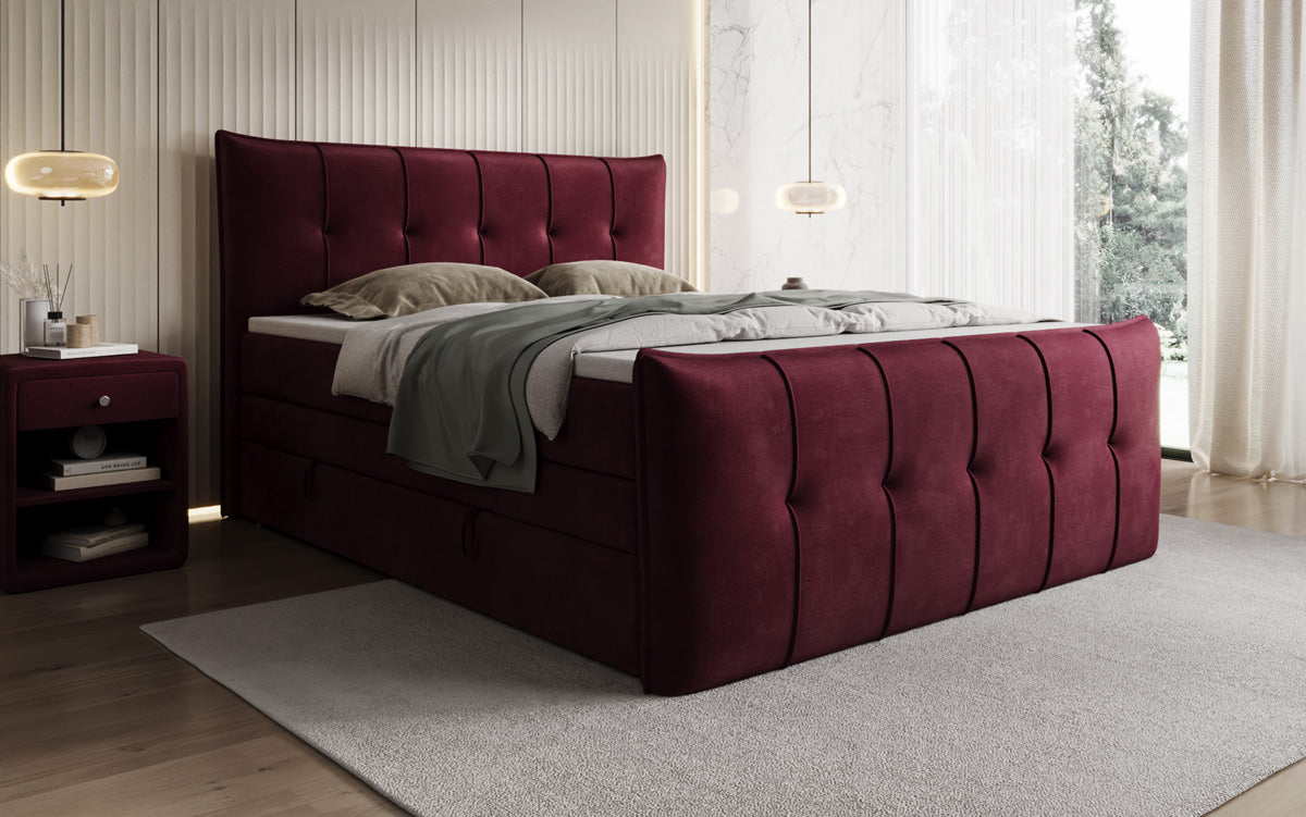 Boxspringbett Treviso mit Stauraum in Samt