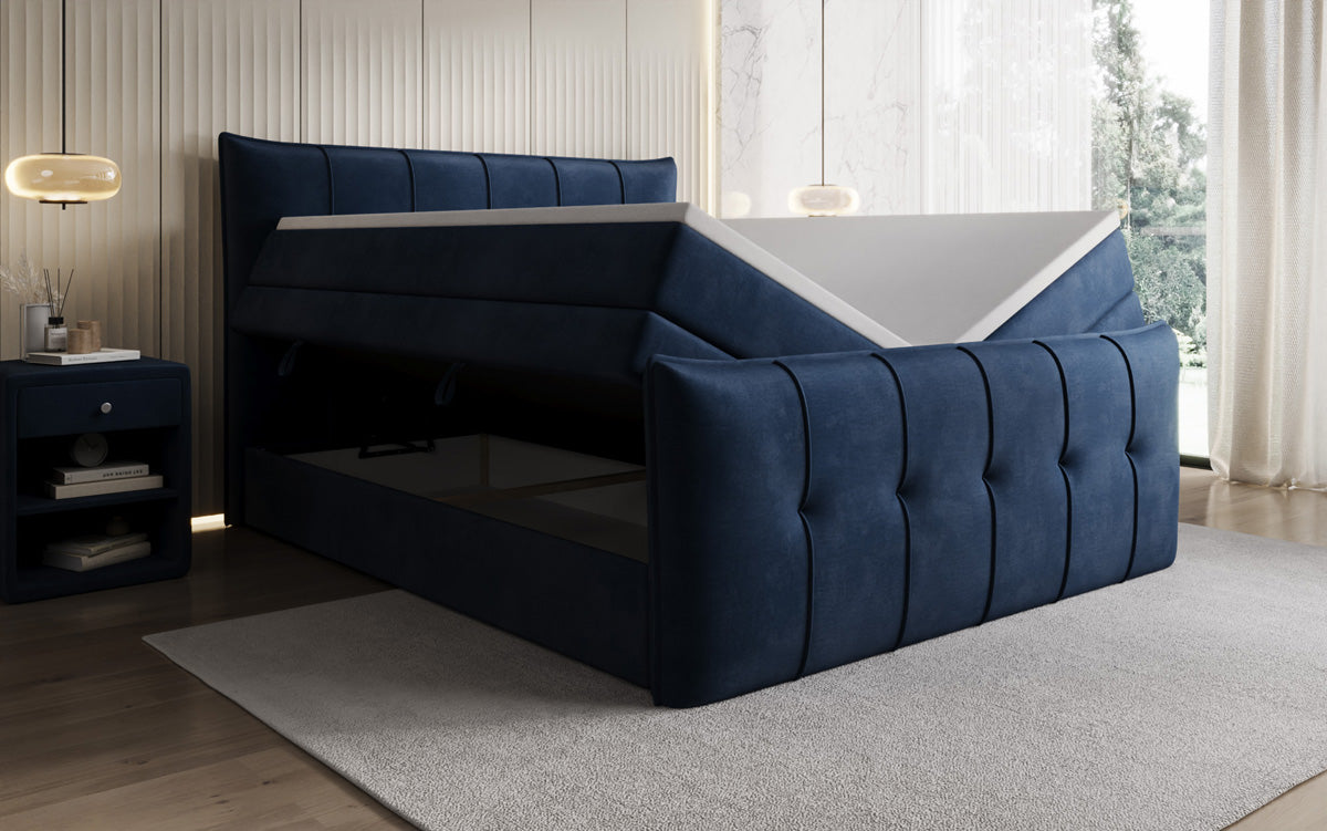 Boxspringbett Treviso mit Stauraum in Samt