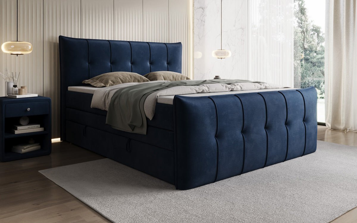 Boxspringbett Treviso mit Stauraum in Samt