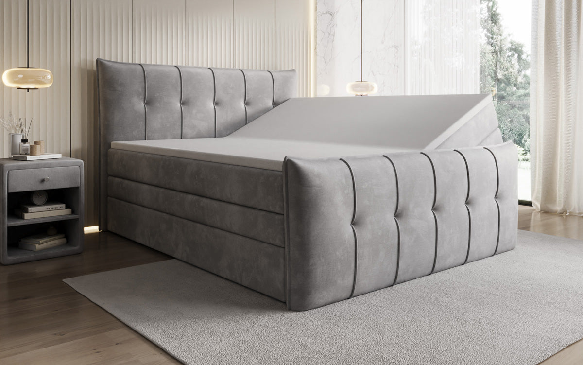 Boxspringbett Treviso mit Stauraum in Samt