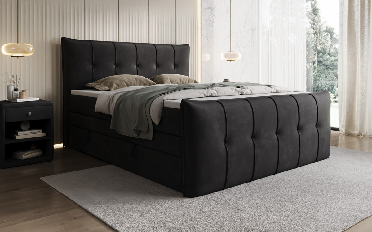 Boxspringbett Treviso mit Stauraum in Samt