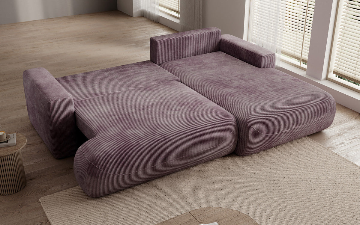 Designer Ecksofa Enzo mit Schlaf- und Klappfunktion in Cord