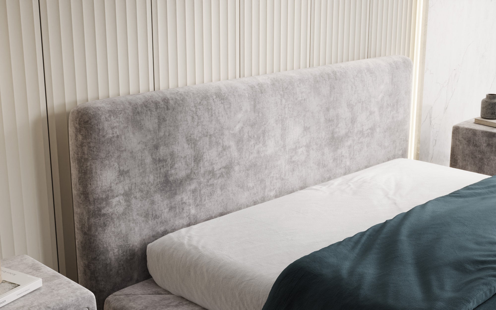 Designer Polsterbett Yumi in Samt