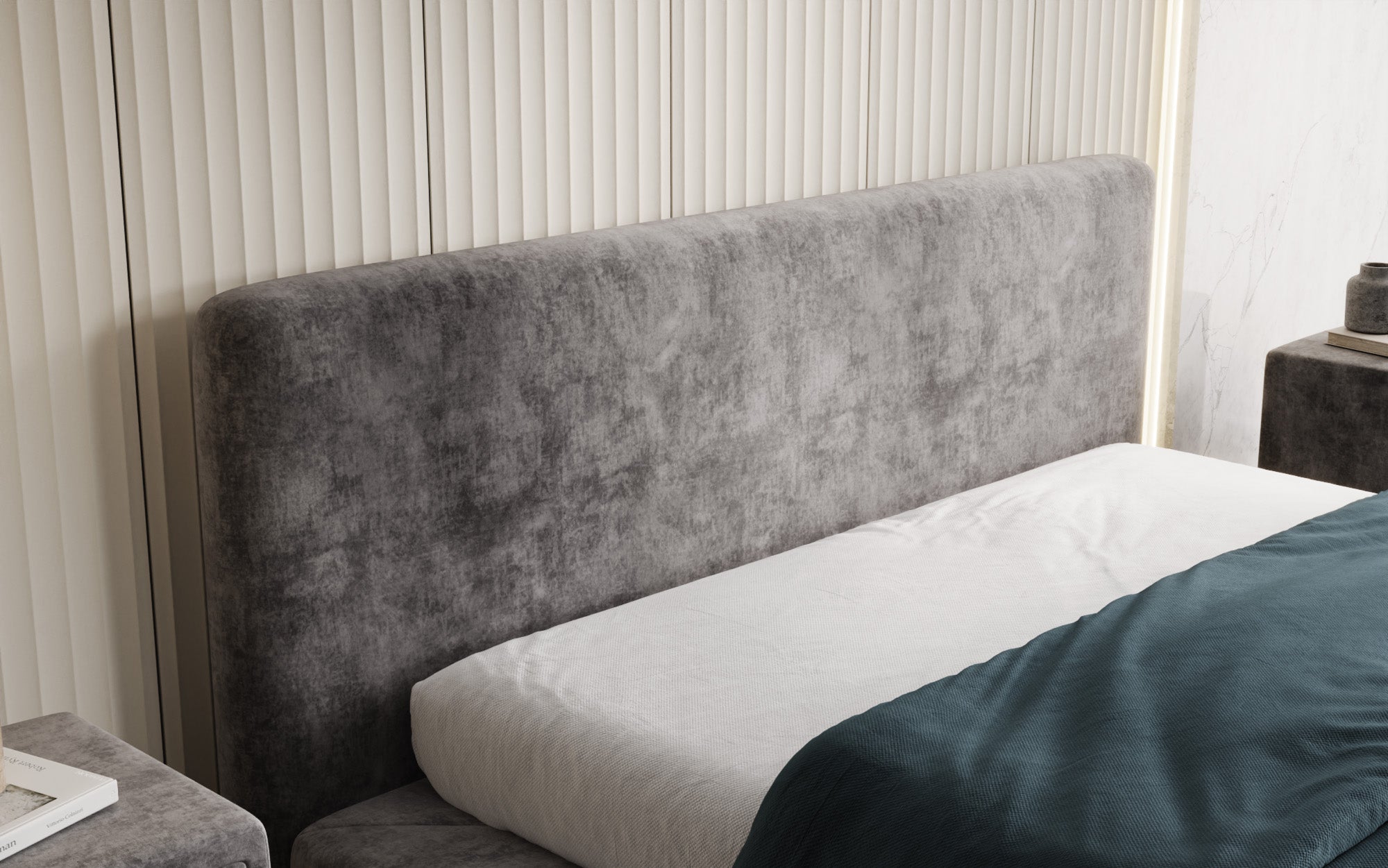 Designer Polsterbett Yumi in Samt