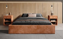 Designer Polsterbett Base mit Stauraum ohne Headboard in Cord