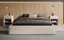 Designer Polsterbett Base mit Stauraum ohne Headboard in Strukturstoff