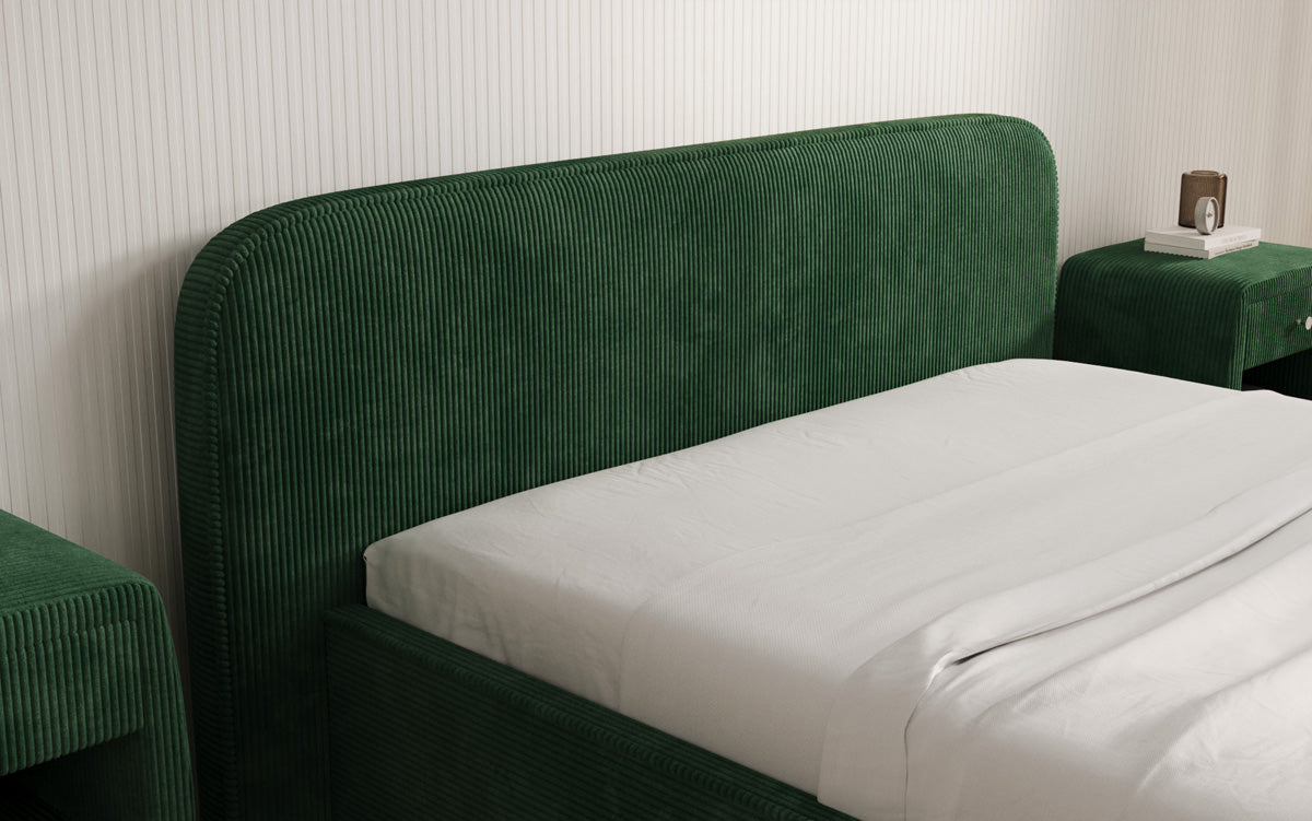 Designer Polsterbett Nola in Cord mit Stauraum