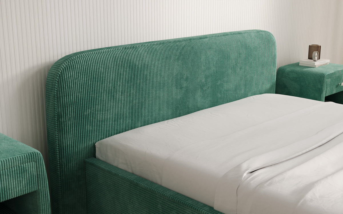 Designer Polsterbett Nola in Cord mit Stauraum
