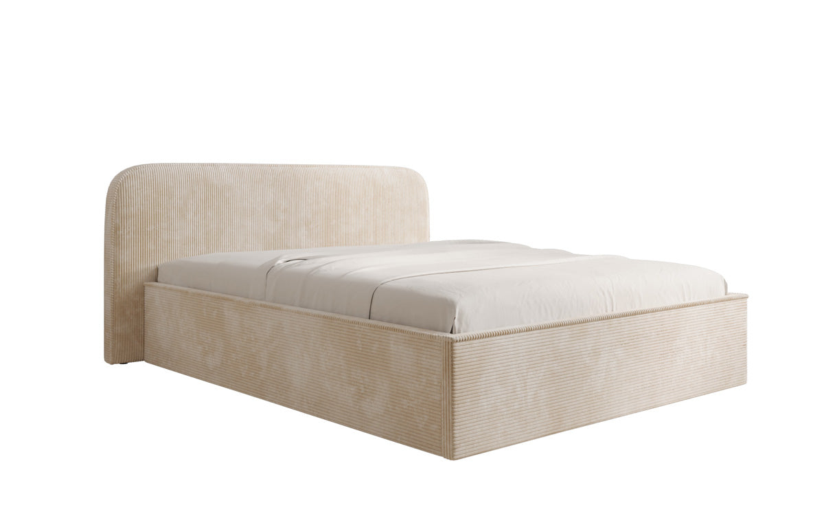 Designer Polsterbett Nola in Cord mit Stauraum