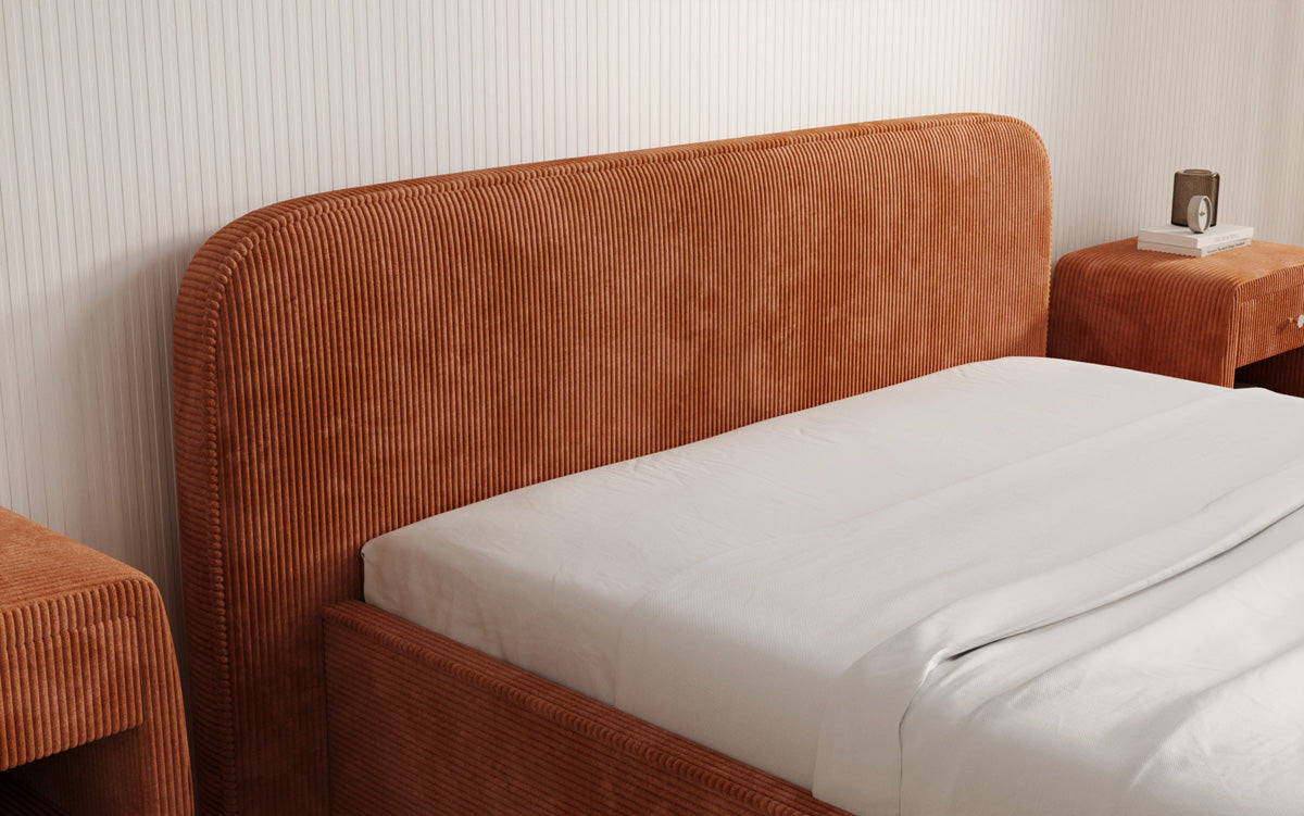 Designer Polsterbett Nola in Cord mit Stauraum