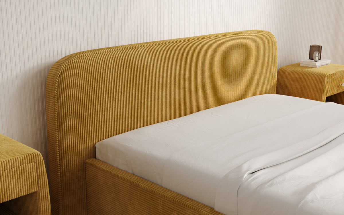 Designer Polsterbett Nola in Cord mit Stauraum