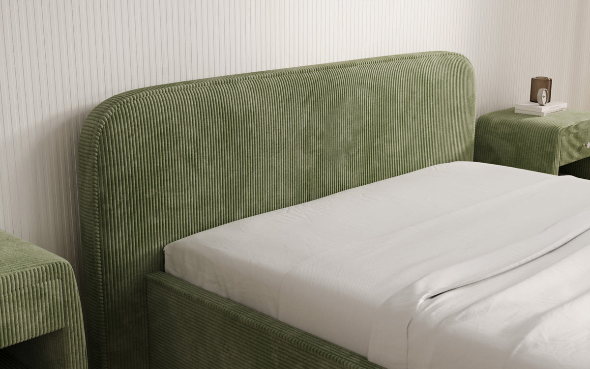 Designer Polsterbett Nola in Cord mit Stauraum