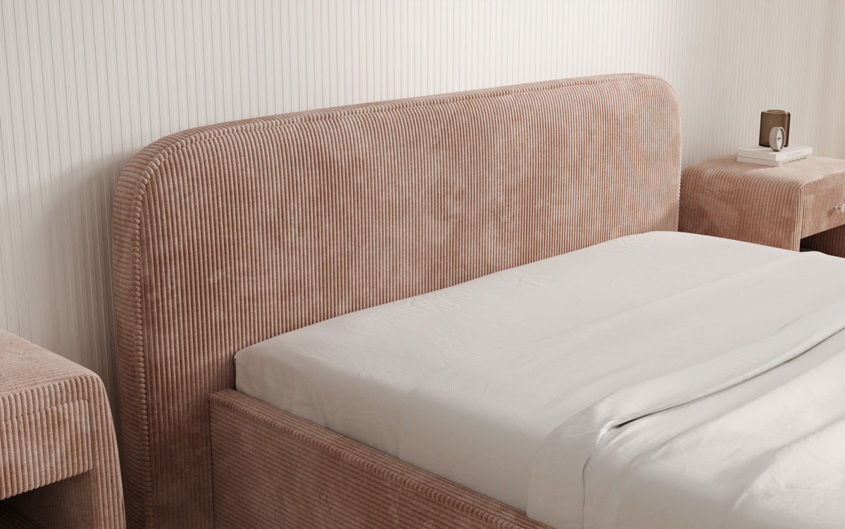 Designer Polsterbett Nola in Cord mit Stauraum