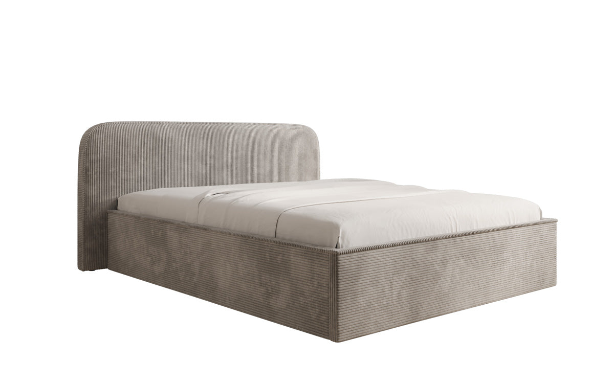 Designer Polsterbett Nola in Cord mit Stauraum