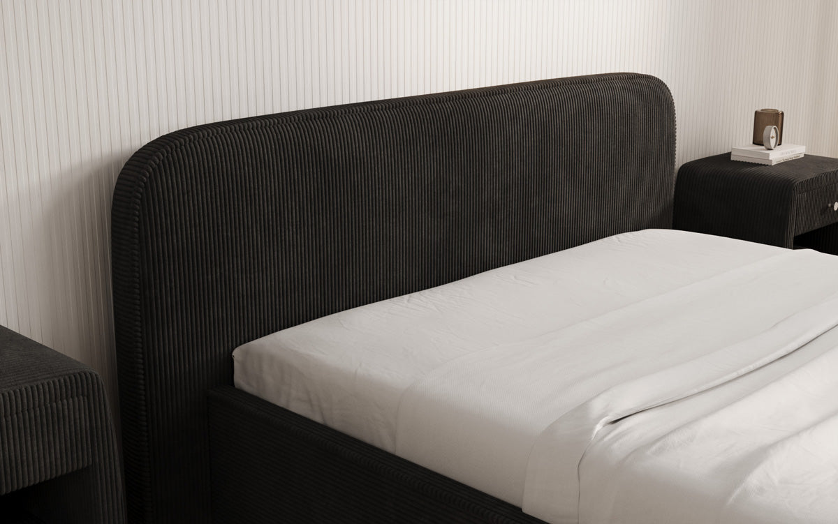 Designer Polsterbett Nola in Cord mit Stauraum