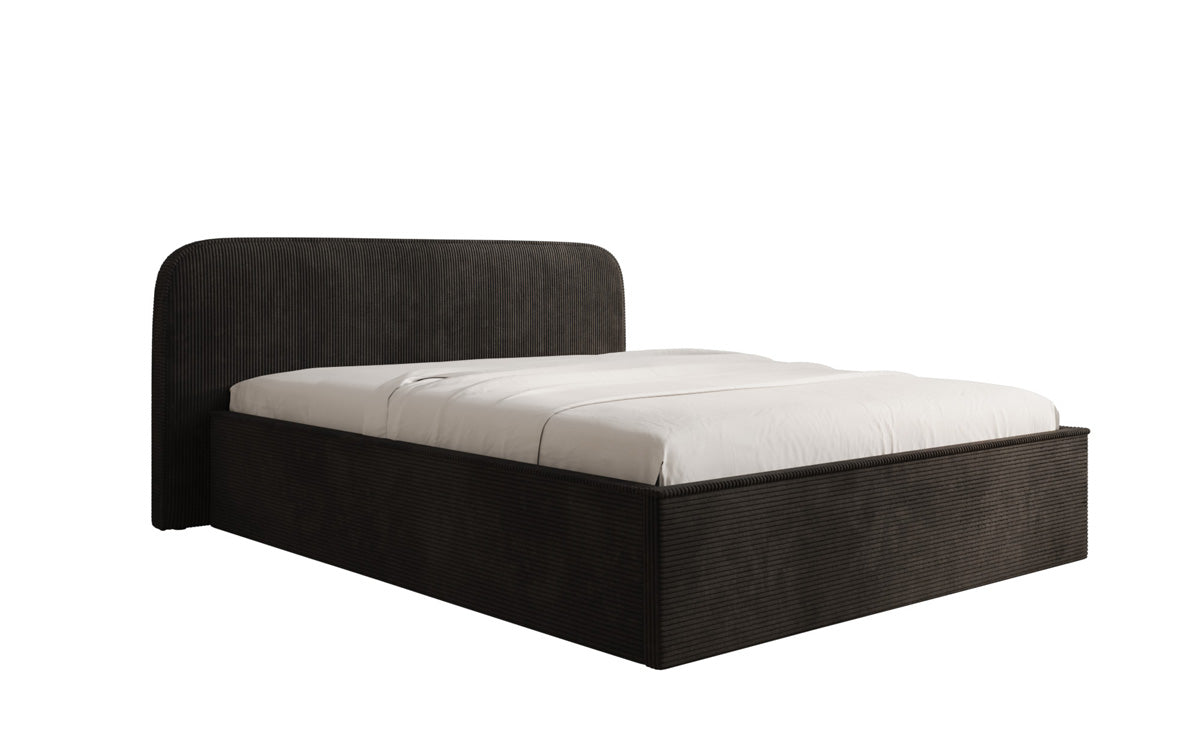 Designer Polsterbett Nola in Cord mit Stauraum