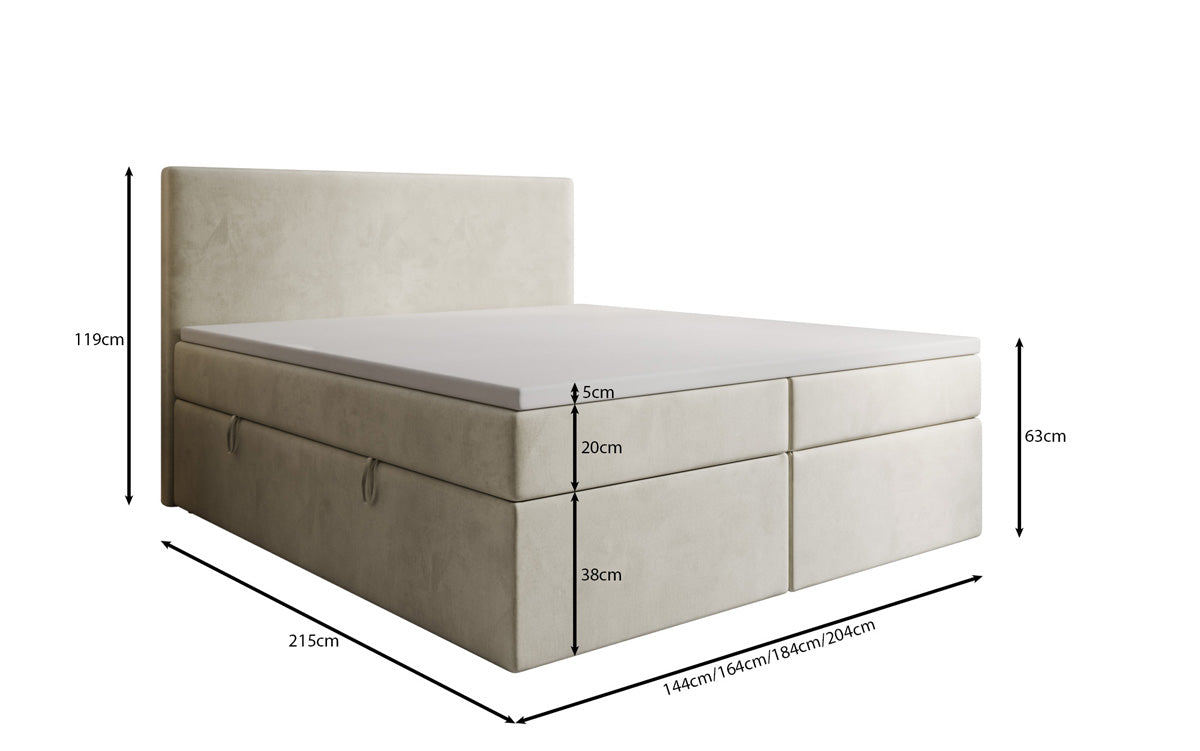 Boxspringbett Kubo mit Stauraum in Samt