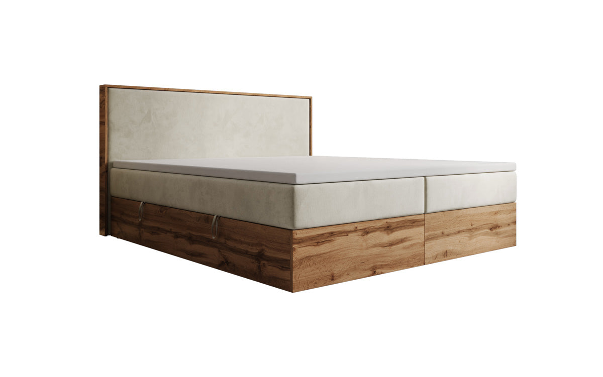 Boxspringbett Timber mit Stauraum in Samt