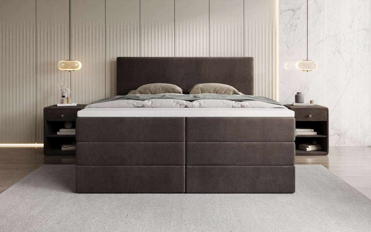 Boxspringbett Kubo King mit Stauraum in Samt
