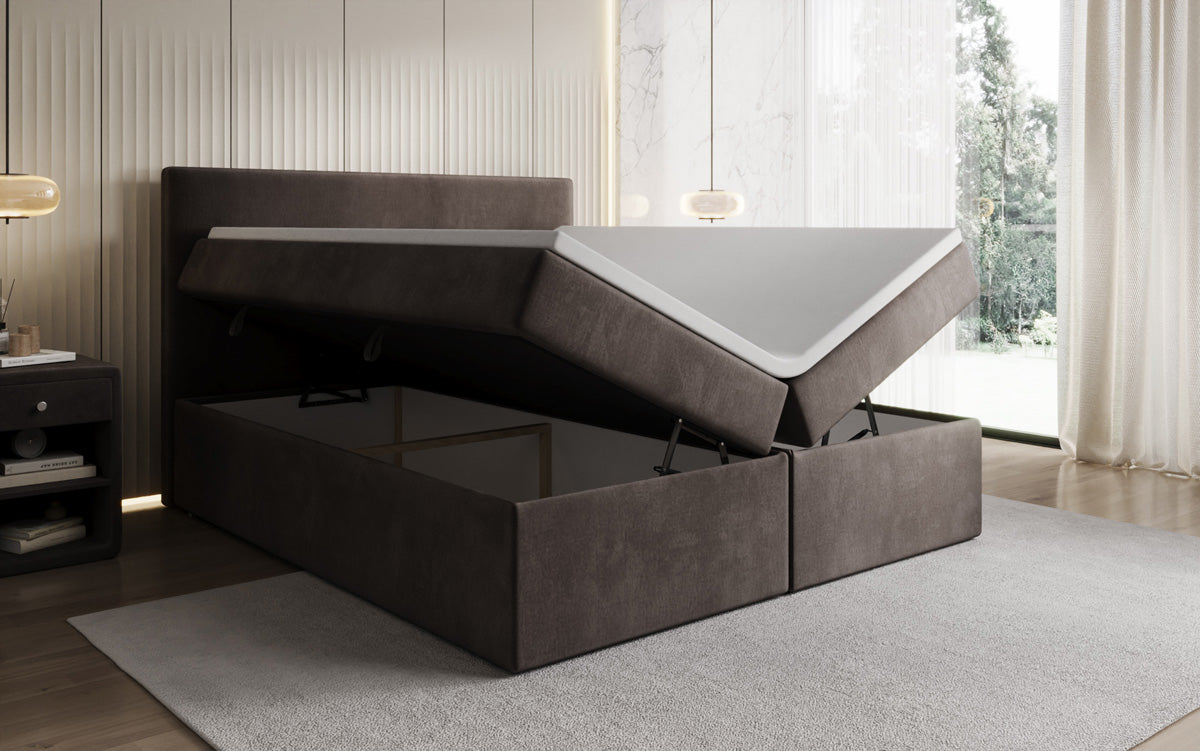 Boxspringbett Kubo mit Stauraum in Samt