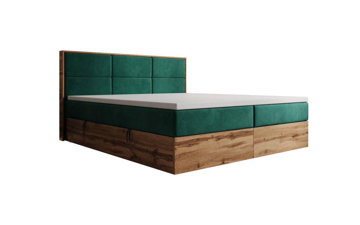Boxspringbett Timber Panel mit Stauraum in Samt