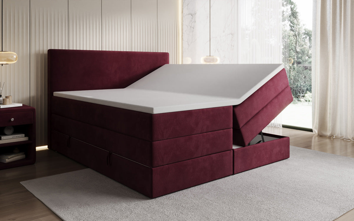 Boxspringbett Kubo King mit Stauraum in Samt