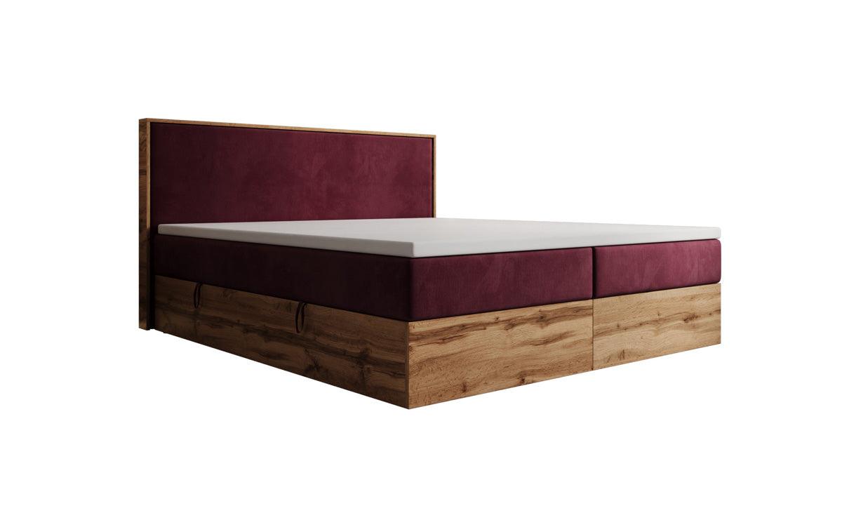 Boxspringbett Timber mit Stauraum in Samt