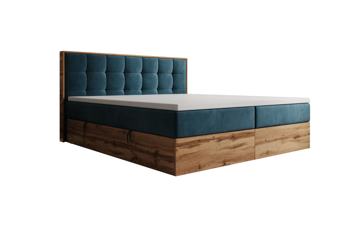 Boxspringbett Timber Quad mit Stauraum in Samt