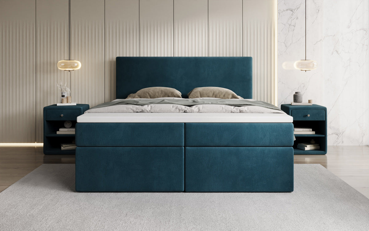 Boxspringbett Kubo mit Stauraum in Samt