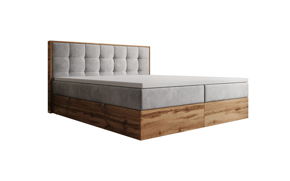 Boxspringbett Timber Quad mit Stauraum in Samt