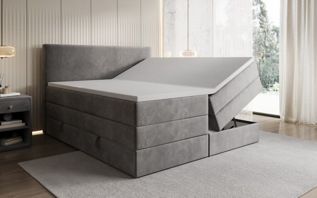 Boxspringbett Kubo King mit Stauraum in Samt