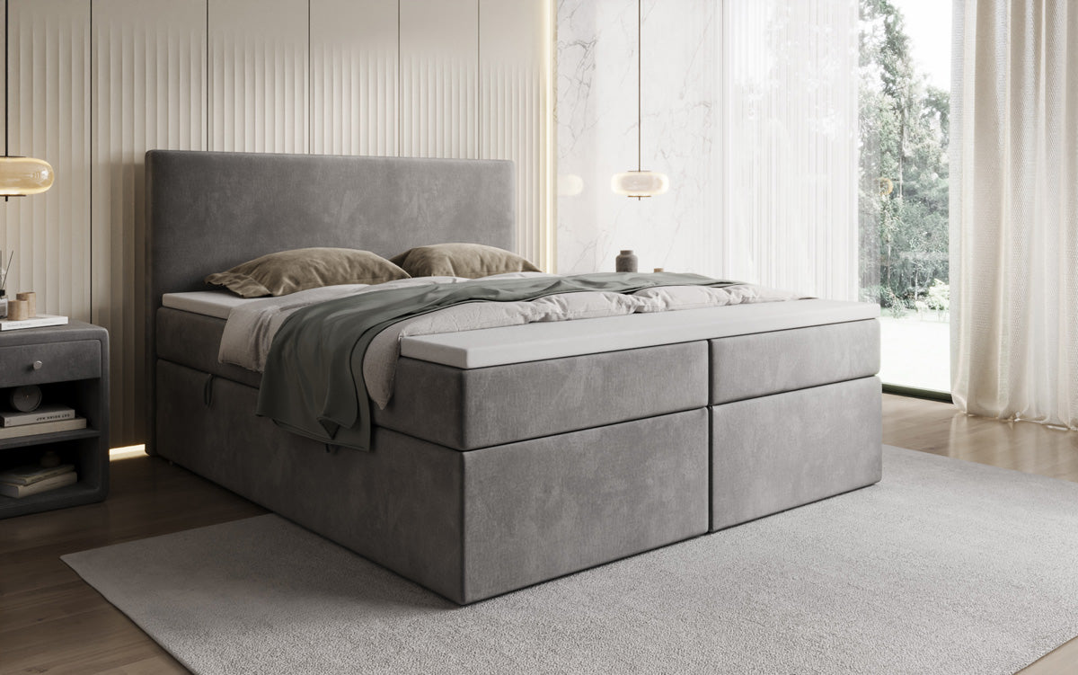 Boxspringbett Kubo mit Stauraum in Samt