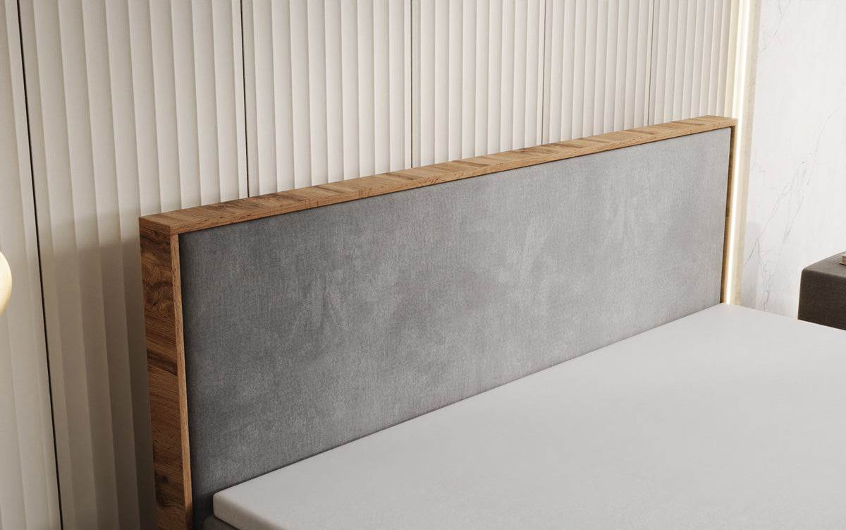 Boxspringbett Timber mit Stauraum in Samt