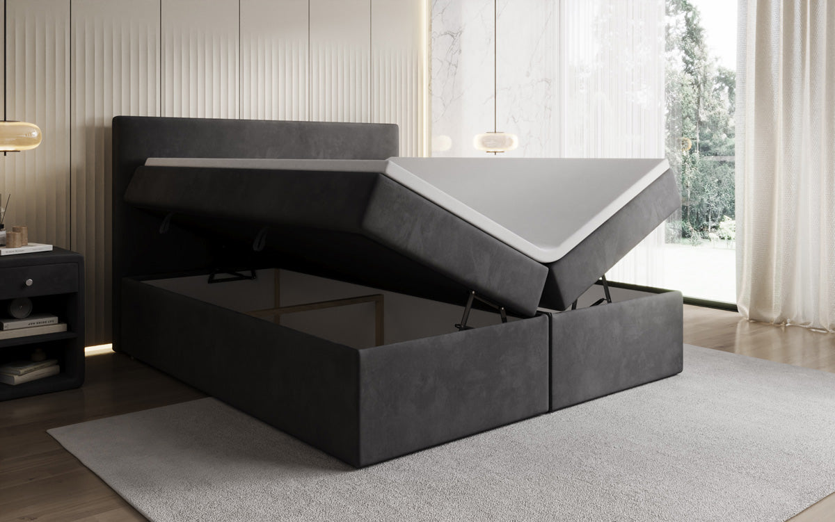 Boxspringbett Kubo mit Stauraum in Samt