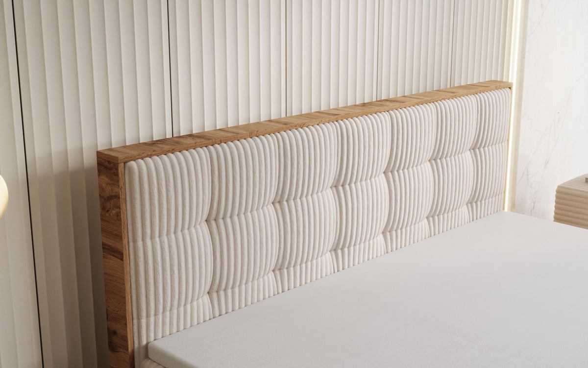 Boxspringbett Timber Quad in Cord mit Stauraum